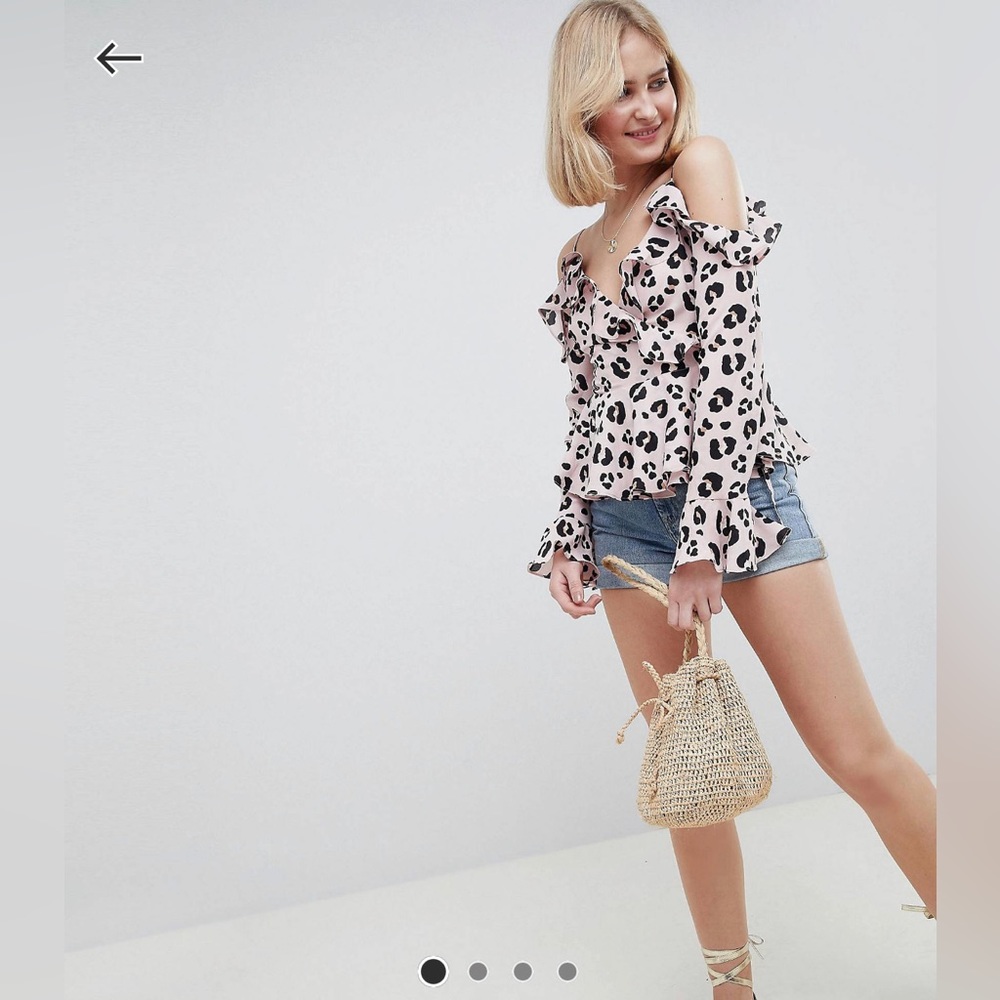 Asos Ruffle Wrap Top Leopard - Picture 5 of 10